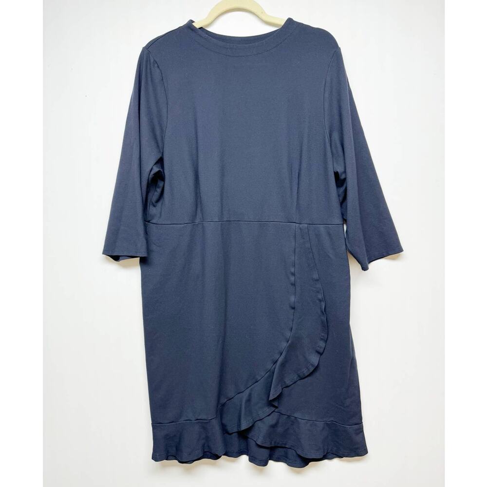 J. Jill Ponte Womens Navy Blue Ruffled Knee Length Dress XL